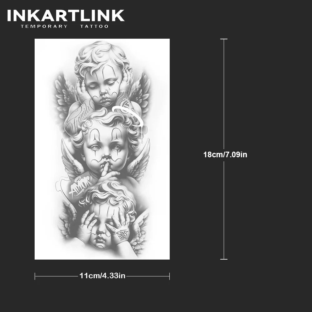 INKARTLINK Angel Herbal Juice Tattoo Sticker Magic Tattoo Semi Permanent Tattoo Realistic Fake Tattoo Lasts 1-2 Weeks