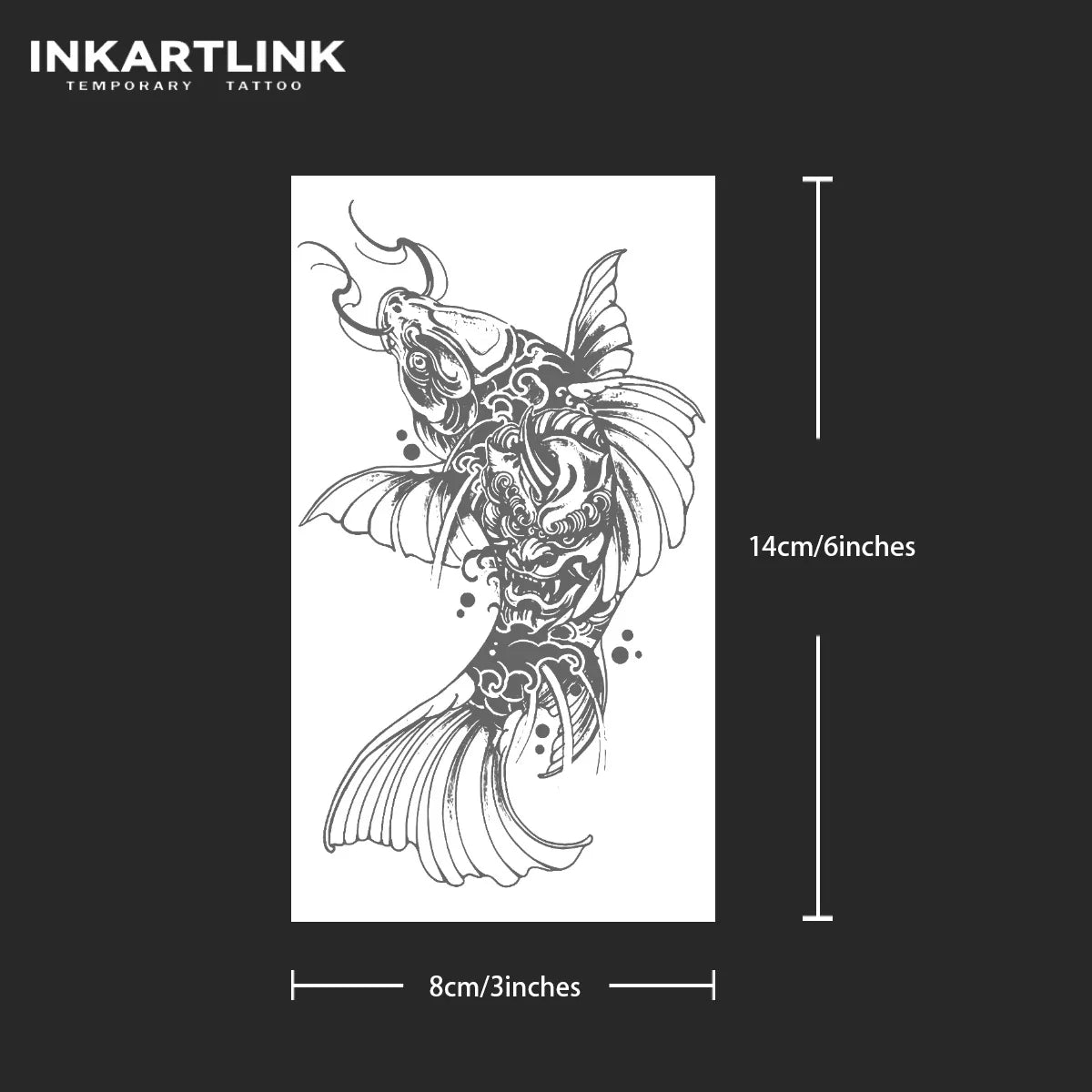 Carp temporary tattoo sticker, waterproof magic tattoo, lasts to 15 days fake tattoo, semi permanent tattoo
