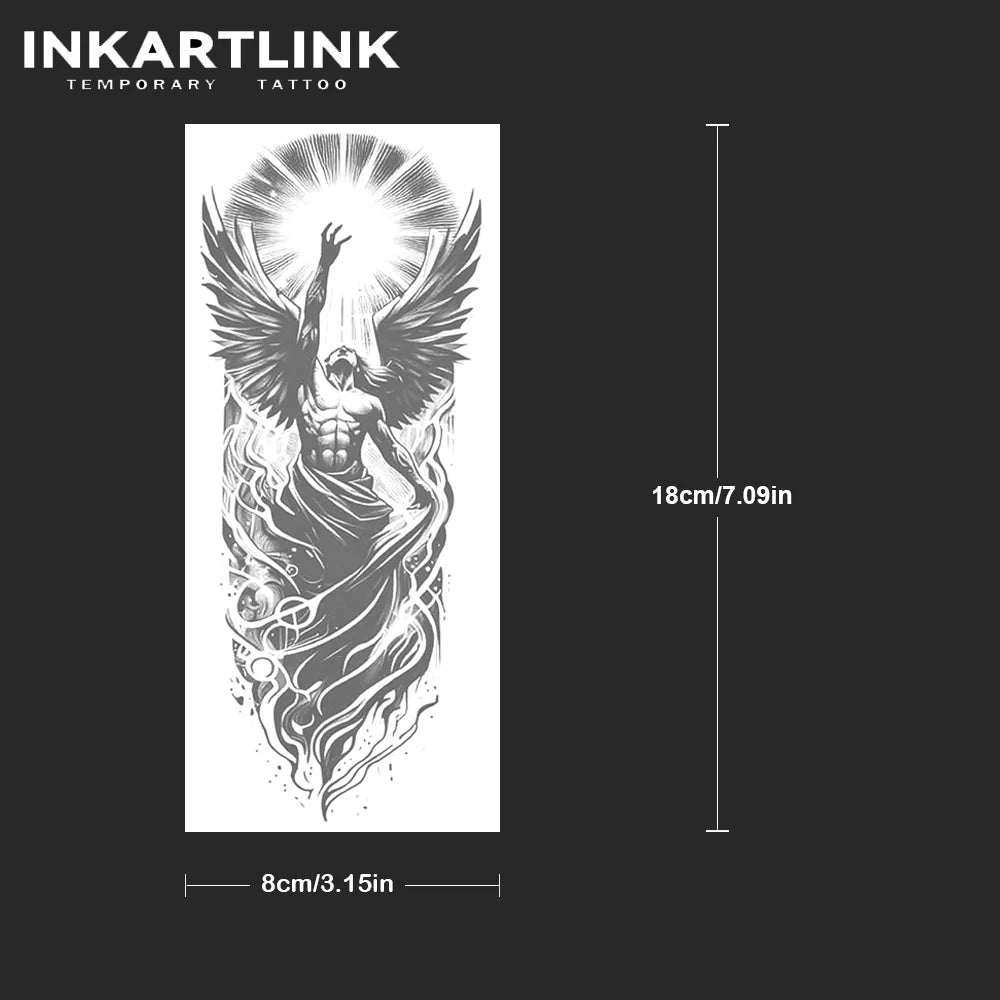 INKARTLINK Fallen Angel Tattoo Sticker Dark Wings Tattoo Totem Gothic Style Waterproof Sticker Maintained for 2 Weeks European a