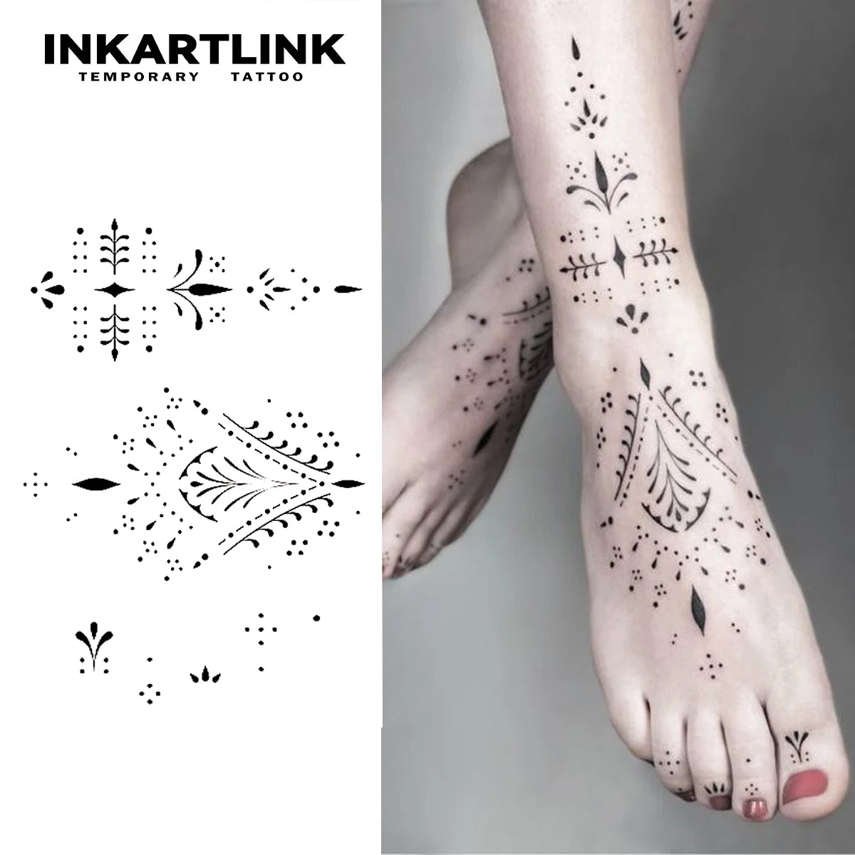 Henna Temporary Tattoo,Lasts To 15 Days New Technology Magic Waterproof Semi Permanent Sticker.