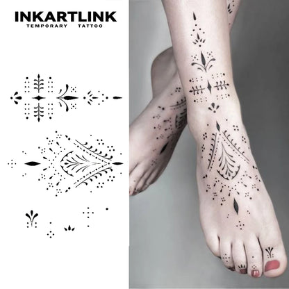 Henna Temporary Tattoo,Lasts To 15 Days New Technology Magic Waterproof Semi Permanent Sticker.