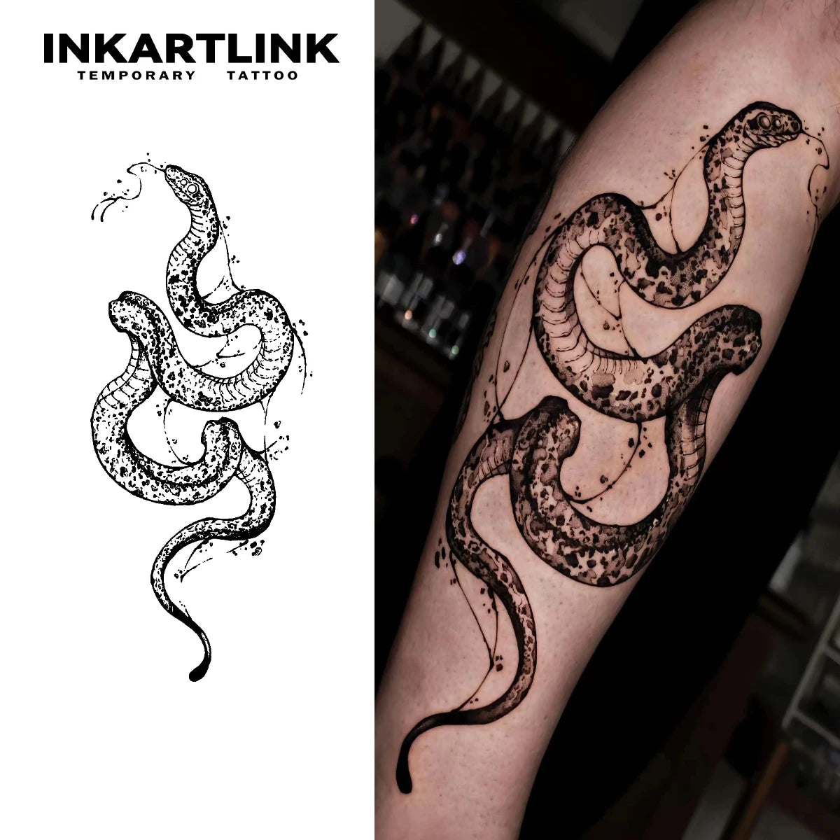 Snake temporary tattoo sticker, waterproof magic tattoo, lasts to 15 days fake tattoo, semi permanent tattoo