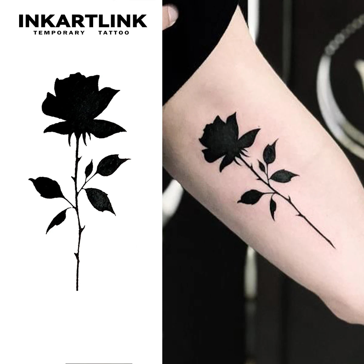 Rose temporary tattoo sticker, waterproof magic tattoo, lasts to 15 days fake tattoo, semi permanent tattoo