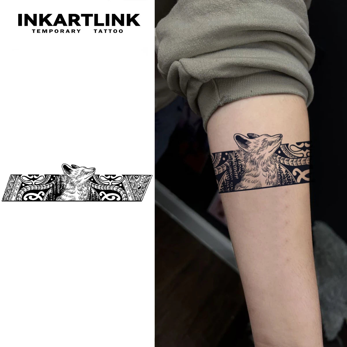 Fox Armband temporary tattoo sticker, waterproof magic tattoo, lasts to 15 days fake tattoo, semi permanent tattoo