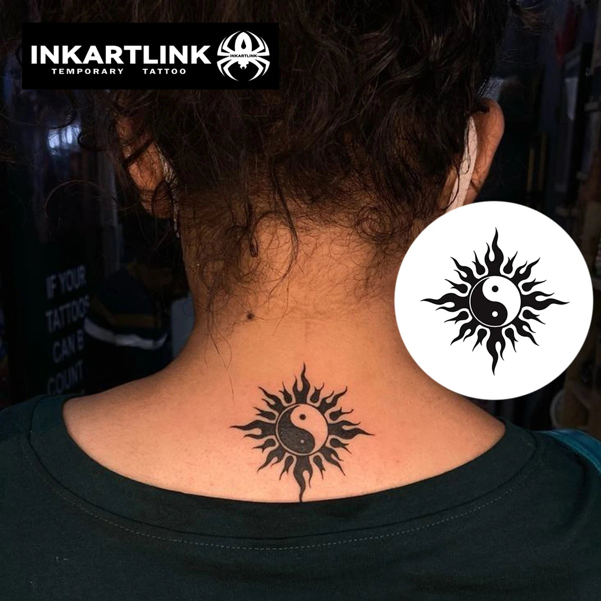 Tai Chi Flame Temporary Tattoo,Lasts To 15 Days New Technology Magic Waterproof Semi Permanent Sticker