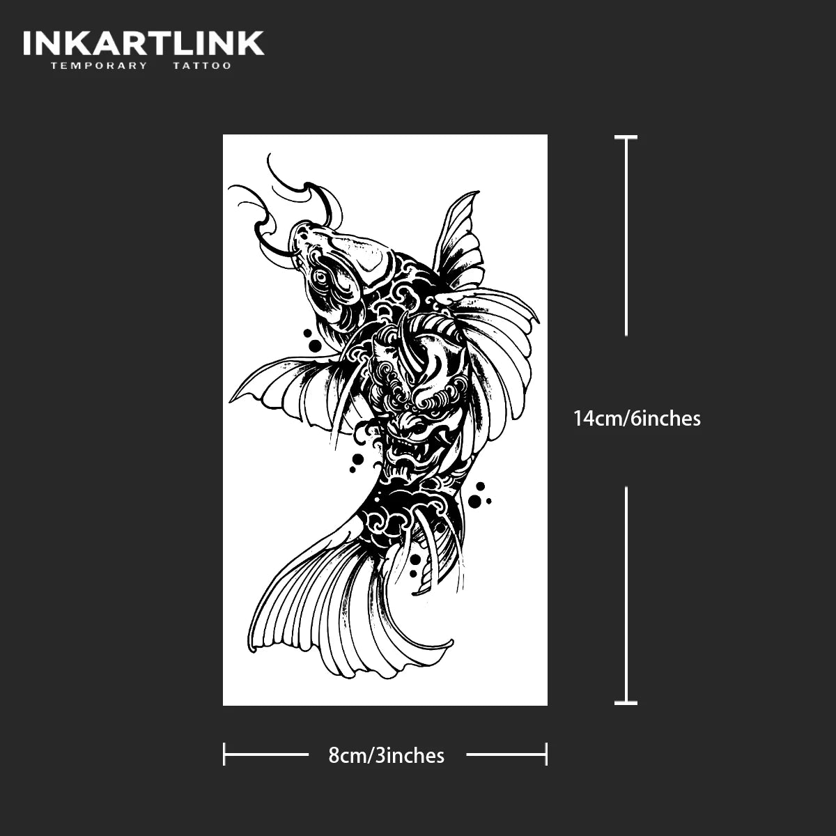 Carp temporary tattoo sticker, waterproof magic tattoo, lasts to 15 days fake tattoo, semi permanent tattoo