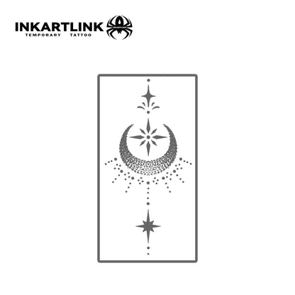 The stars and the moon shine Temporary Tattoo,Lasts To 15 Days New Technology Magic Waterproof Semi Permanent Sticker.