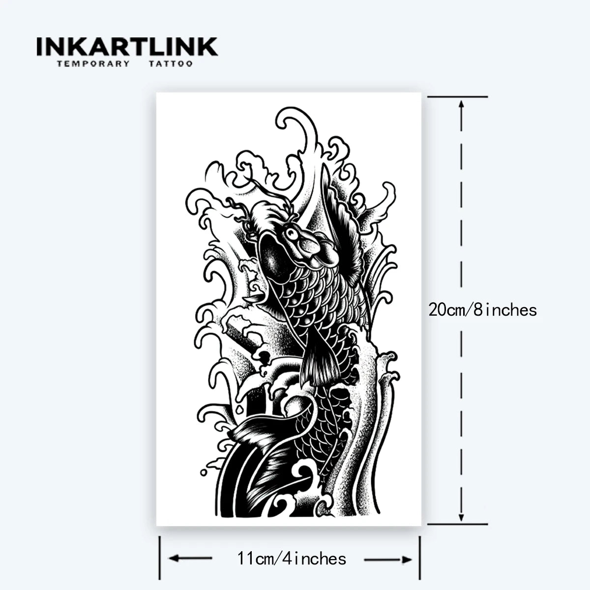 Koi Fish temporary tattoo sticker, waterproof magic tattoo, lasts to 15 days fake tattoo, semi permanent tattoo