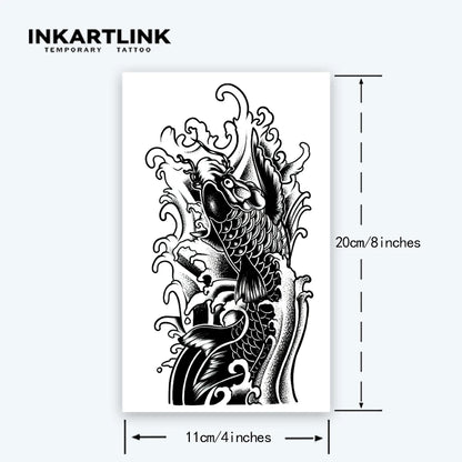 Koi Fish temporary tattoo sticker, waterproof magic tattoo, lasts to 15 days fake tattoo, semi permanent tattoo