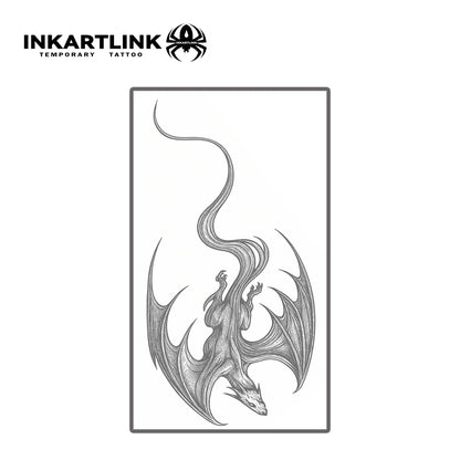 INKARTLINK Realistic Soaring Devil Dragon Tattoo Stickers Waterproof Temporary Tattoo Color Holding for 1-2 Weeks