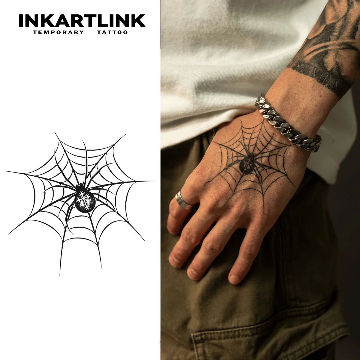 Spider Temporary Tattoo,Lasts To 15 Days New Technology Magic Waterproof Semi Permanent Sticker.