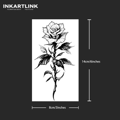 Rose temporary tattoo sticker, waterproof magic tattoo, lasts to 15 days fake tattoo, semi permanent tattoo