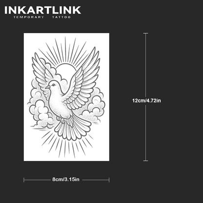 INKARTLINK Simple Lines Pigeon Sunrise Cloud Tattoo Stickers Waterproof Temporary Tattoo Color Holding for 1-2 Weeks