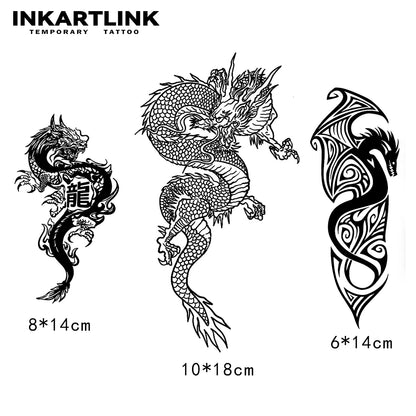 Chinese Dragon Temporary Tattoo Sticker Lasts 1-2 Weeks Waterproof and Anti-Friction
