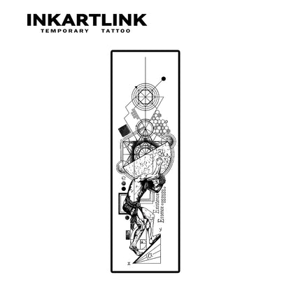 Geometric Design Temporary Tattoo,Lasts To 15 Days New Technology Magic Waterproof Semi Permanent Sticker.