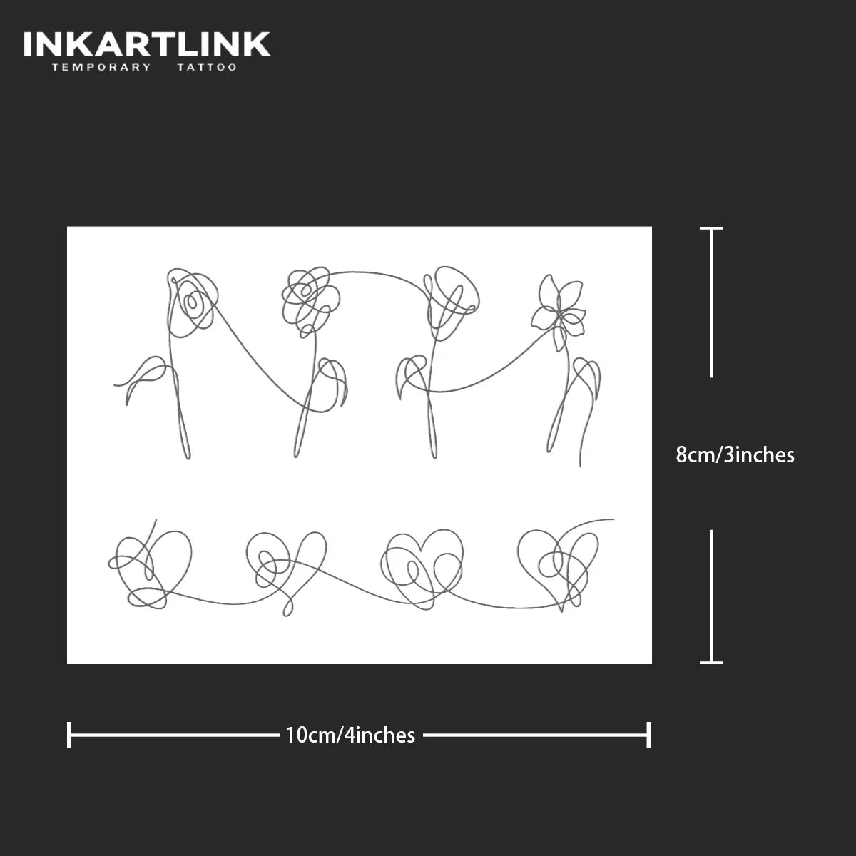 Line love rose  Temporary Tattoo,Lasts To 15 Days New Technology Magic Waterproof Semi Permanent Sticker.