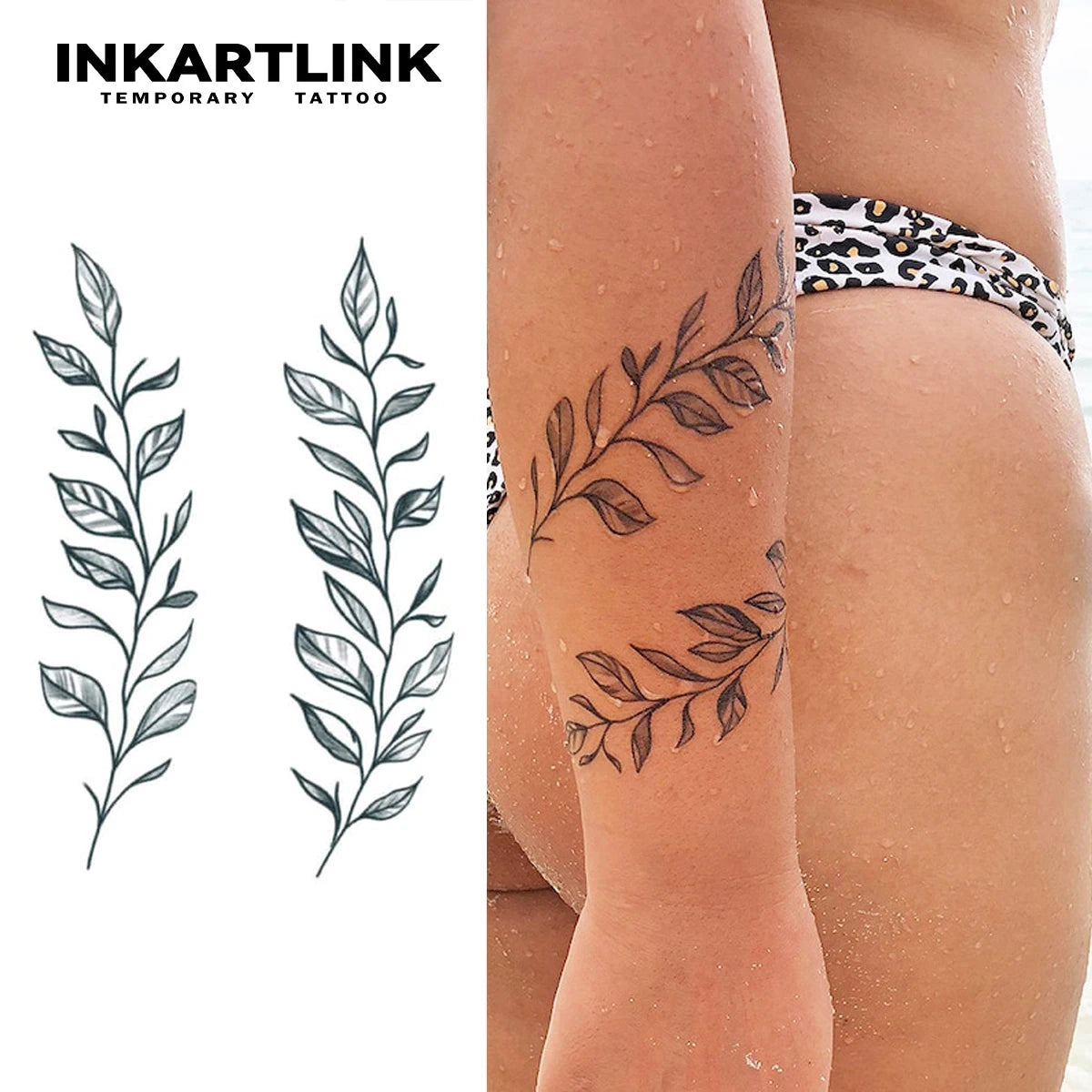 Vine Leaves Temporary Tattoo,Lasts To 15 Days New Technology Magic Waterproof Semi Permanent Sticker.