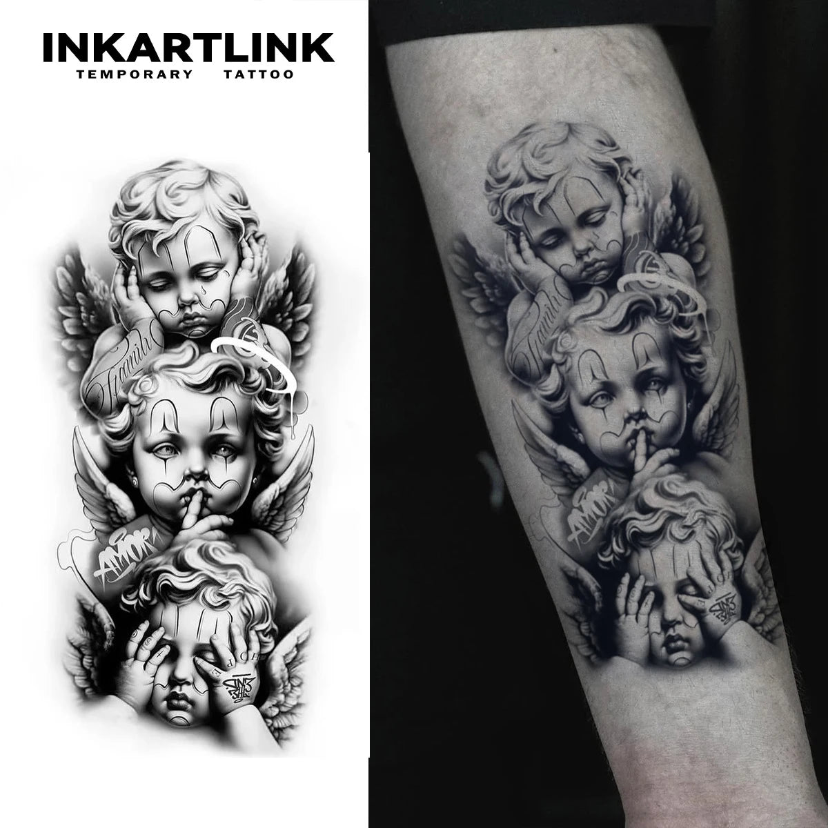 INKARTLINK Angel Herbal Juice Tattoo Sticker Magic Tattoo Semi Permanent Tattoo Realistic Fake Tattoo Lasts 1-2 Weeks