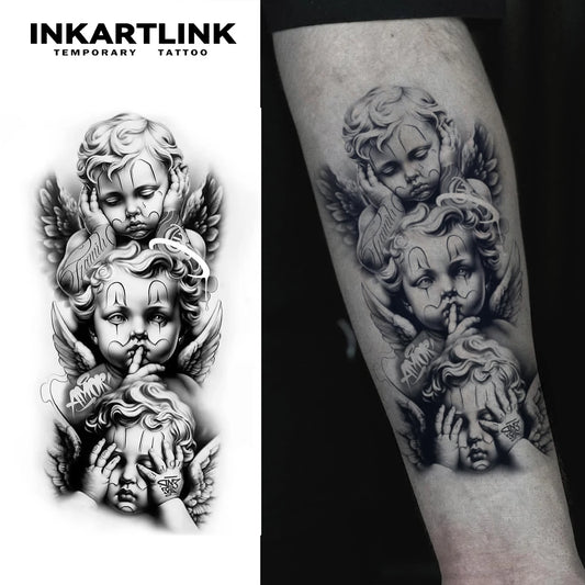 INKARTLINK Angel Herbal Juice Tattoo Sticker Magic Tattoo Semi Permanent Tattoo Realistic Fake Tattoo Lasts 1-2 Weeks