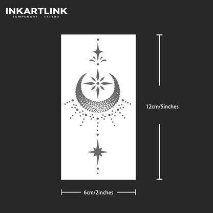 The stars and the moon shine Temporary Tattoo,Lasts To 15 Days New Technology Magic Waterproof Semi Permanent Sticker.