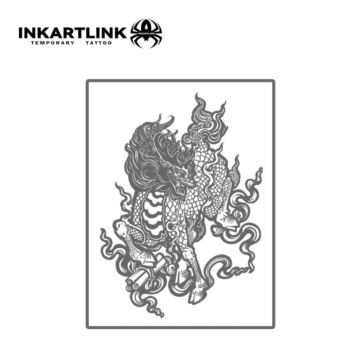 INKARTLINK Kirin Xiangyun Tattoo Patch for 1-2 Weeks, Durable, Eastern Divine Beast Totem Waterproof, Temporary Tattoo