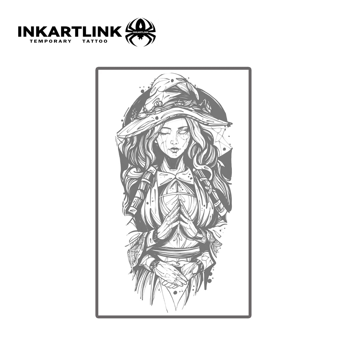 INKARTLINK Dark Girl Tattoo Sticker Gothic Totem Temporary Tattoo Waterproof and Non Fading Maintenance for 1-2 Weeks European a