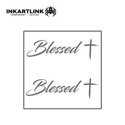 Blessed with Cross Temporary Tattoo,Lasts To 15 Days New Technology Magic Waterproof Semi Permanent Sticker
