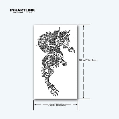 Chinese Dragon Temporary Tattoo Sticker Lasts 1-2 Weeks Waterproof and Anti-Friction