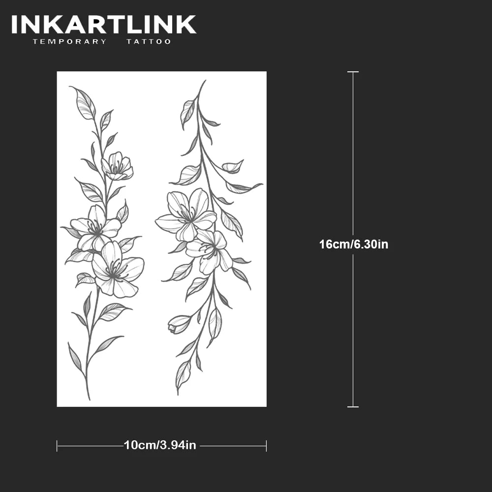 Flower Temporary Tattoo,Lasts To 15 Days New Technology Magic Waterproof Semi Permanent Sticker.