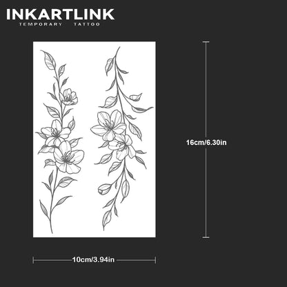 Flower Temporary Tattoo,Lasts To 15 Days New Technology Magic Waterproof Semi Permanent Sticker.