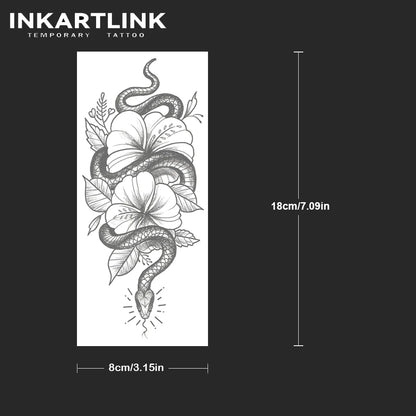 Snake Temporary Tattoo,Lasts To 15 Days New Technology Magic Waterproof Semi Permanent Sticker.