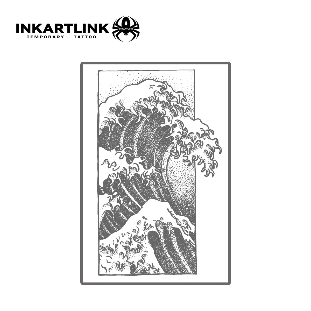 INKARTLINK Ink Wave Tattoo Patch | Waterproof Minimalist Ocean Totem 15 Days | Clavicle and Wrist Micro Tattoo | Daily Low key C