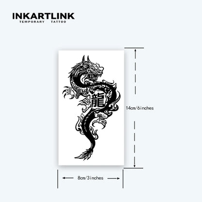 Chinese Dragon Temporary Tattoo Sticker Lasts 1-2 Weeks Waterproof and Anti-Friction