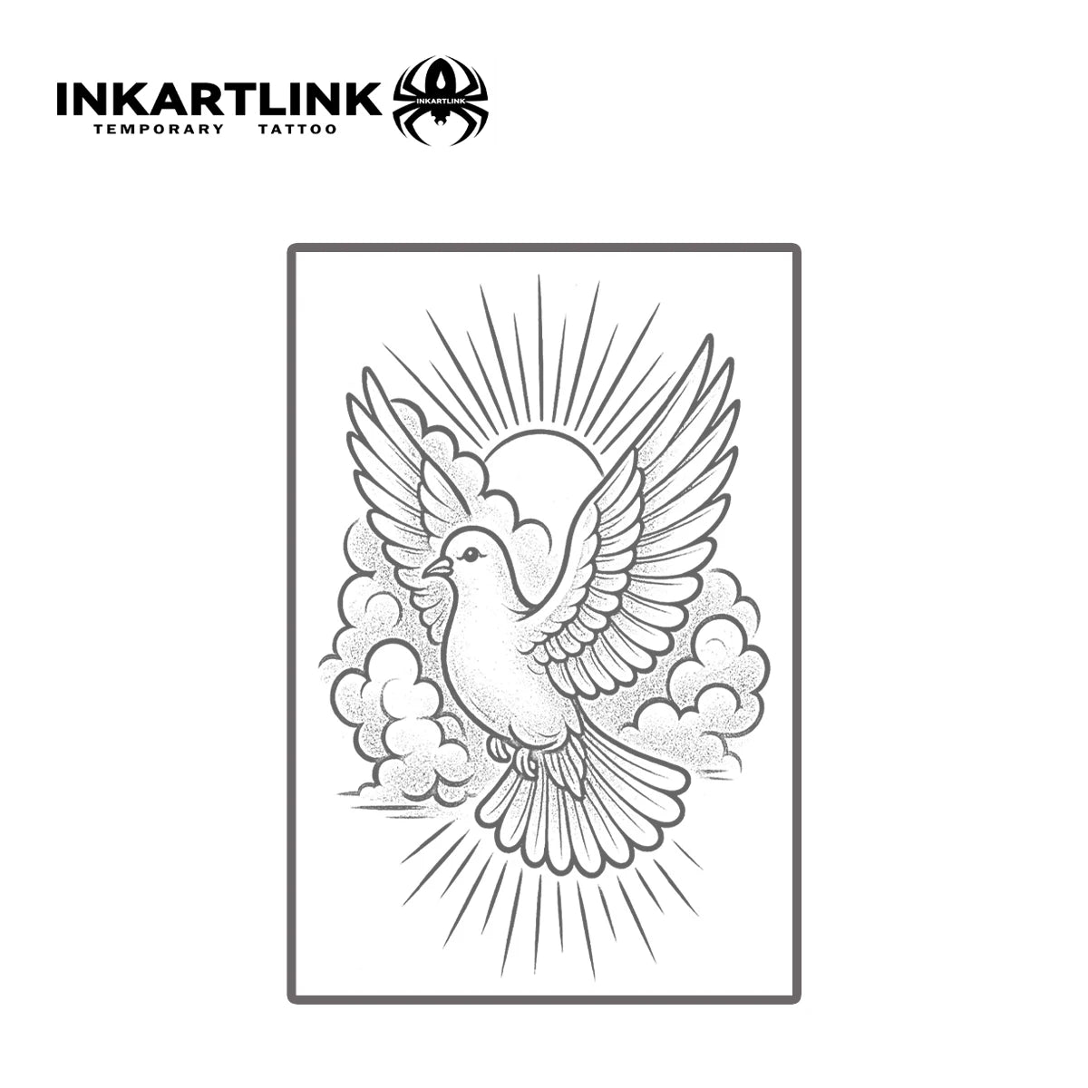INKARTLINK Simple Lines Pigeon Sunrise Cloud Tattoo Stickers Waterproof Temporary Tattoo Color Holding for 1-2 Weeks