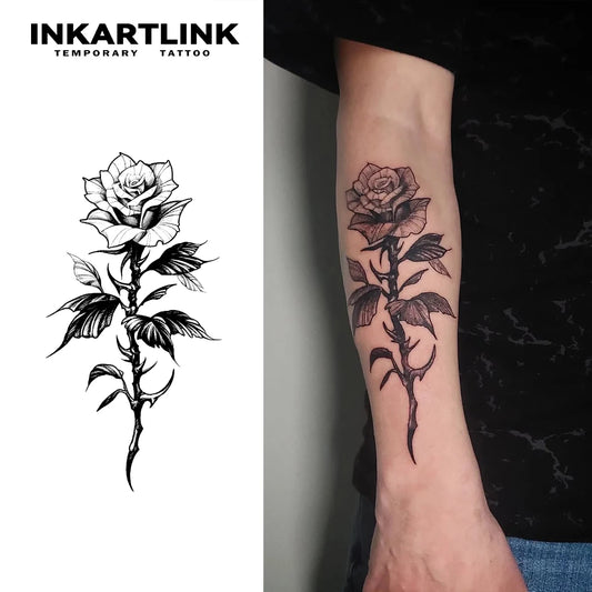 Rose temporary tattoo sticker, waterproof magic tattoo, lasts to 15 days fake tattoo, semi permanent tattoo