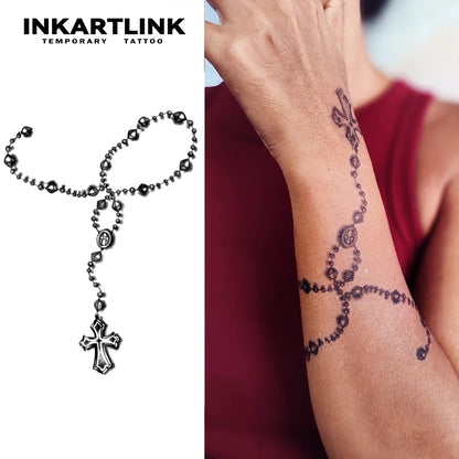 Cross bracelet 2  Temporary Tattoo,Lasts To 15 Days New Technology Magic Waterproof Semi Permanent Sticker.