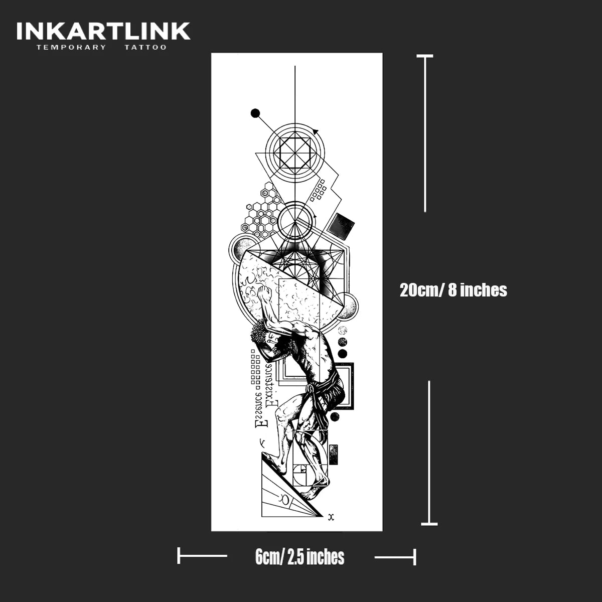 Geometric Design Temporary Tattoo,Lasts To 15 Days New Technology Magic Waterproof Semi Permanent Sticker.