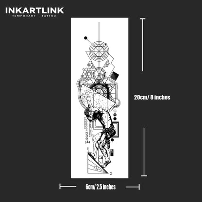 Geometric Design Temporary Tattoo,Lasts To 15 Days New Technology Magic Waterproof Semi Permanent Sticker.