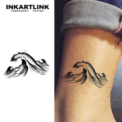 3 pcs Sea Wave Temporary Tattoo,Lasts To 15 Days New Technology Magic Waterproof Semi Permanent Sticker.