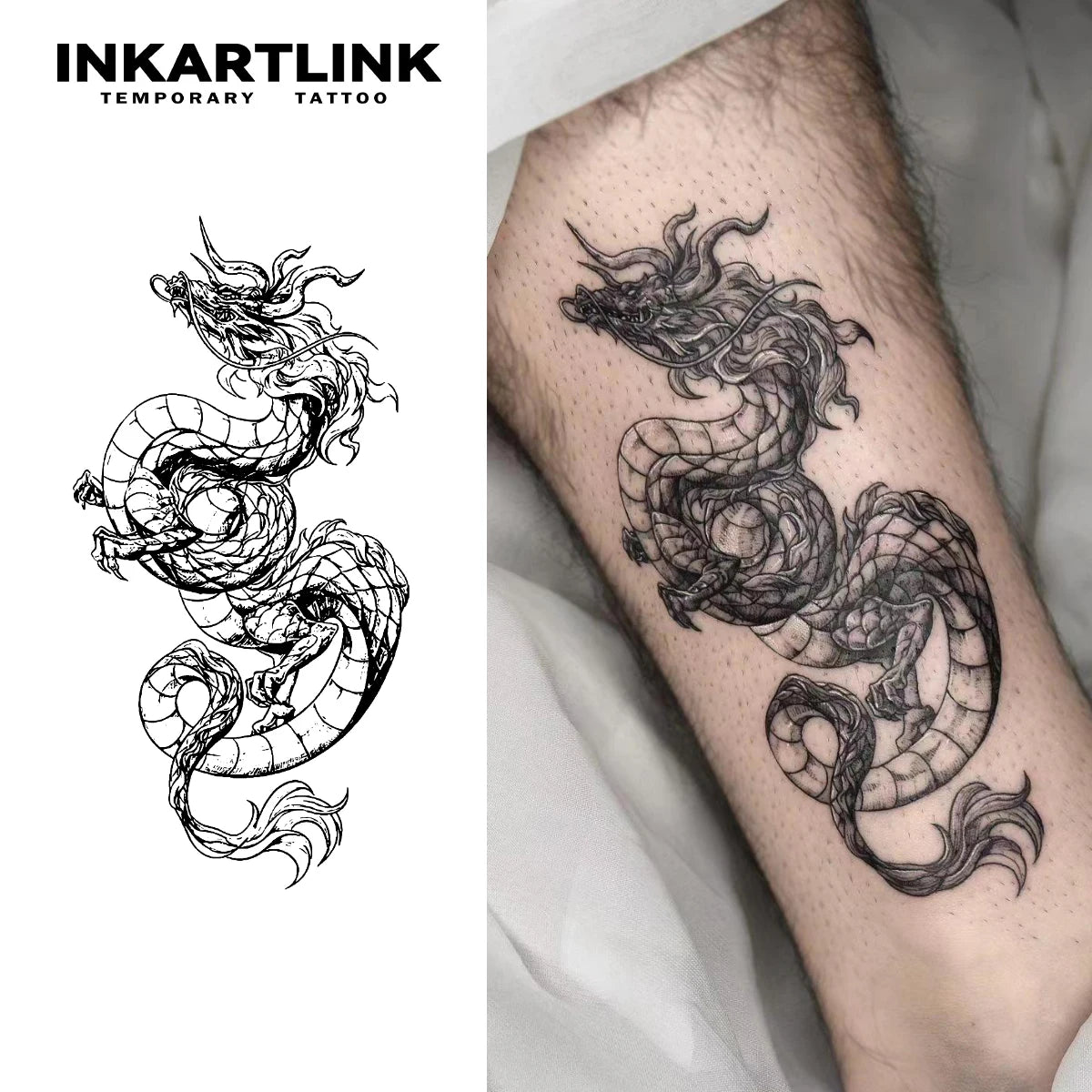 Dragon temporary tattoo sticker, waterproof magic tattoo, lasts to 15 days fake tattoo, semi permanent tattoo
