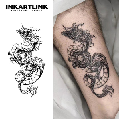Dragon temporary tattoo sticker, waterproof magic tattoo, lasts to 15 days fake tattoo, semi permanent tattoo
