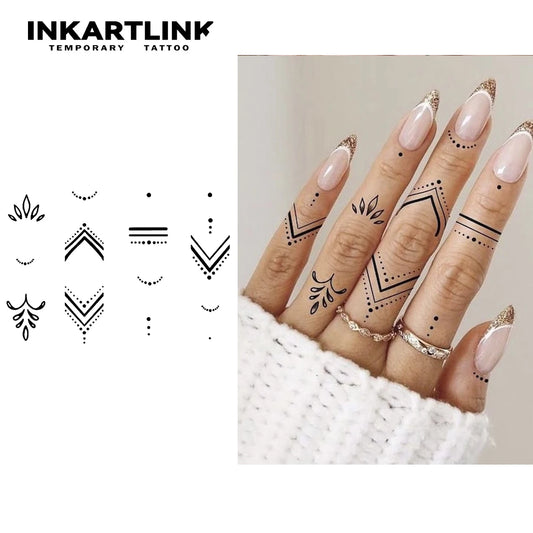 Henna Finger Tattoo (7) temporary tattoo sticker, waterproof magic tattoo, lasts to 15 days fake tattoo, semi permanent tattoo