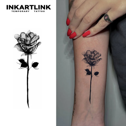 Rose temporary tattoo sticker, waterproof magic tattoo, lasts to 15 days fake tattoo, semi permanent tattoo