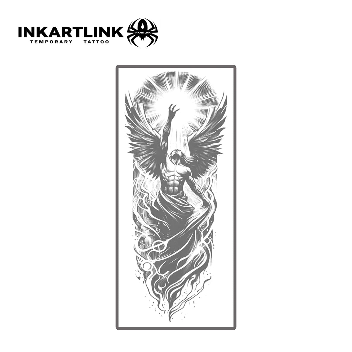 INKARTLINK Fallen Angel Tattoo Sticker Dark Wings Tattoo Totem Gothic Style Waterproof Sticker Maintained for 2 Weeks European a