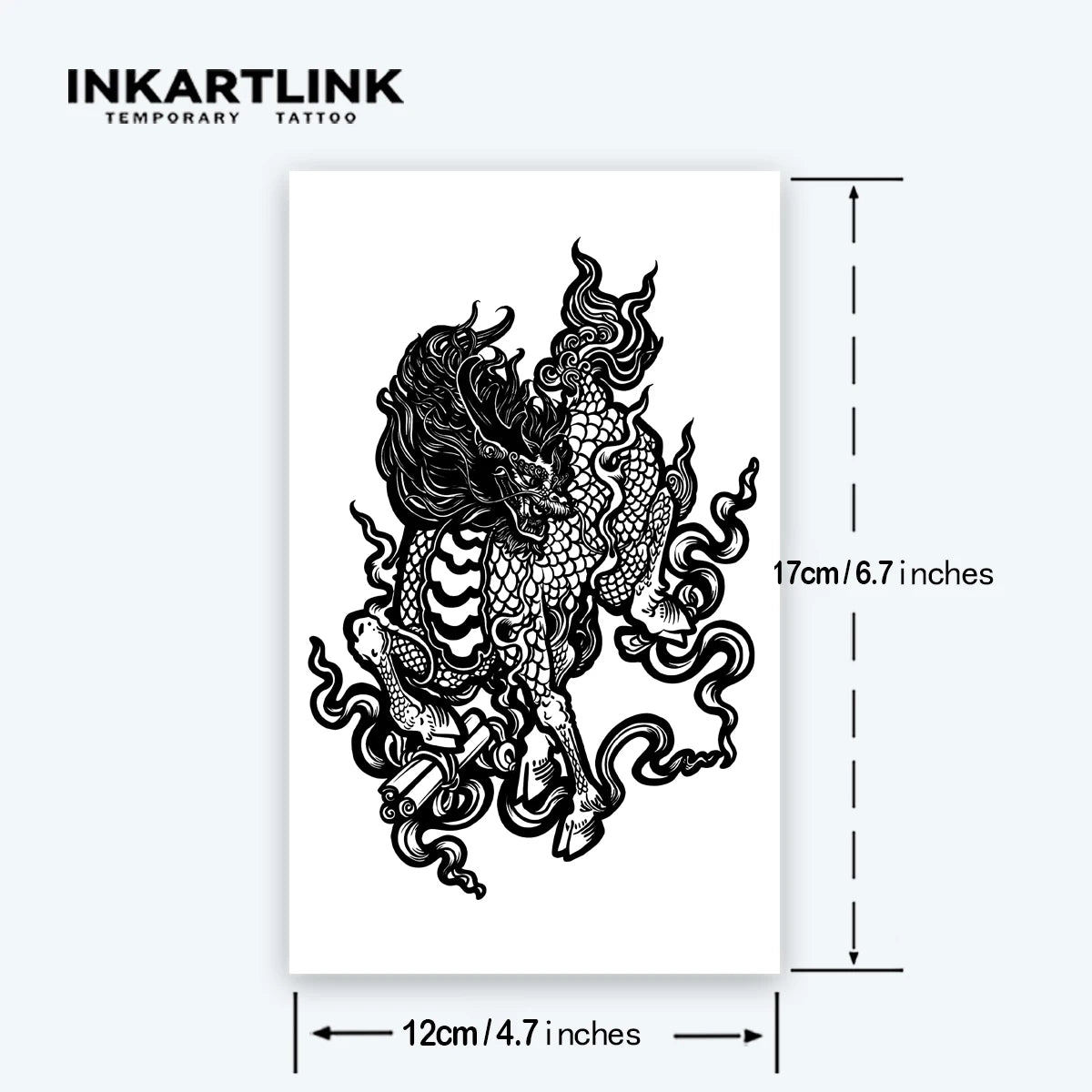 INKARTLINK Kirin Xiangyun Tattoo Patch for 1-2 Weeks, Durable, Eastern Divine Beast Totem Waterproof, Temporary Tattoo
