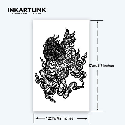 INKARTLINK Kirin Xiangyun Tattoo Patch for 1-2 Weeks, Durable, Eastern Divine Beast Totem Waterproof, Temporary Tattoo