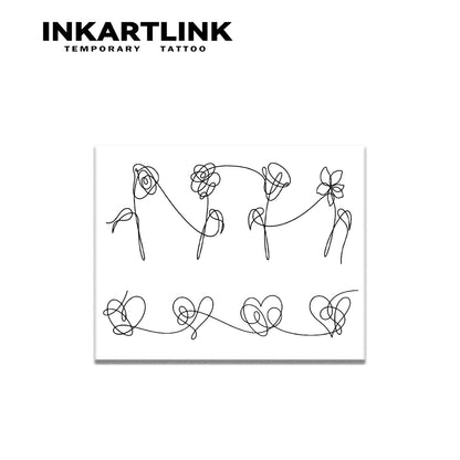 Line love rose  Temporary Tattoo,Lasts To 15 Days New Technology Magic Waterproof Semi Permanent Sticker.