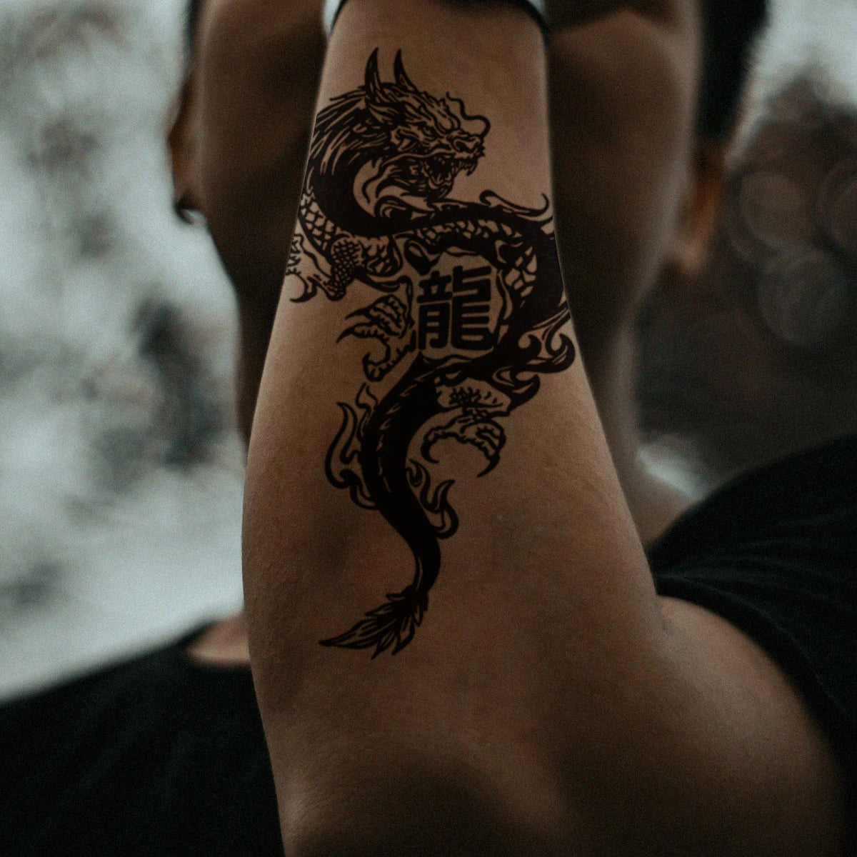 Chinese Dragon Temporary Tattoo Sticker Lasts 1-2 Weeks Waterproof and Anti-Friction