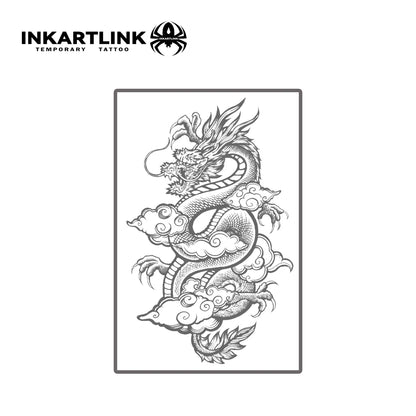 Autocollant de tatouage temporaire Dragon oriental, tatouage magique imperméable, faux tatouage dure jusqu'à 15 jours, tatouage semi-permanent