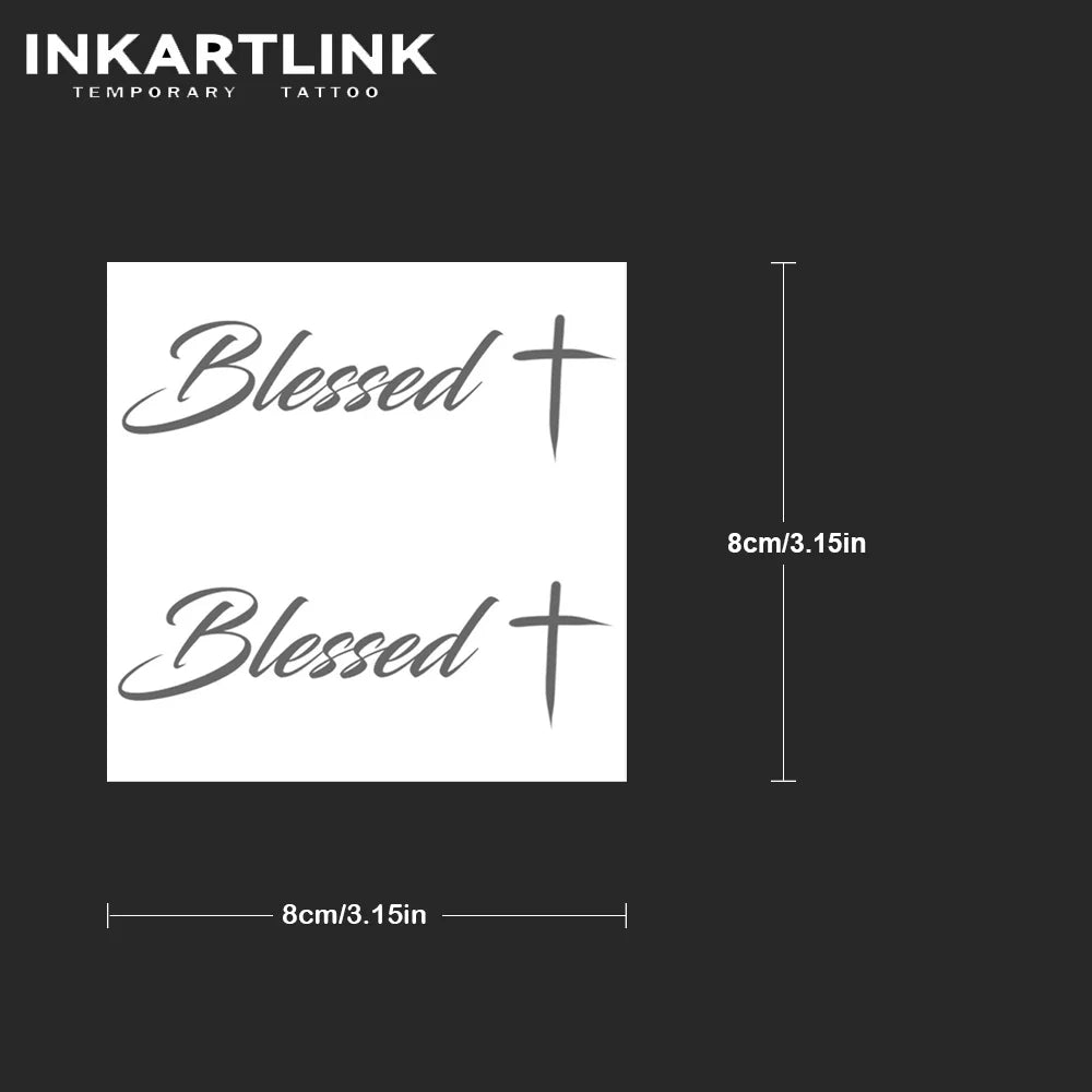 Blessed with Cross Temporary Tattoo,Lasts To 15 Days New Technology Magic Waterproof Semi Permanent Sticker